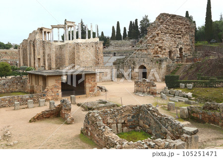 historic ruins of Merida Ancient Roman Theater, Spain historic ruins of Merida Ancient Roman Theater, Spain 105251471