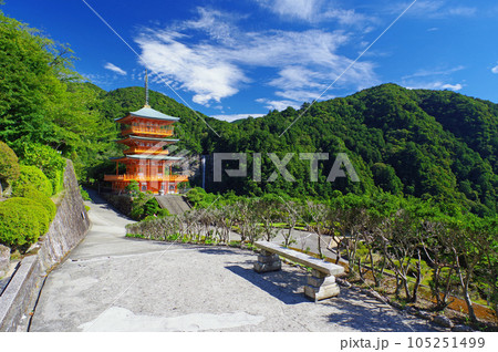 那智山青岸渡寺三重塔と那智の滝 105251499