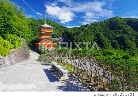 那智山青岸渡寺三重塔と那智の滝 105251501