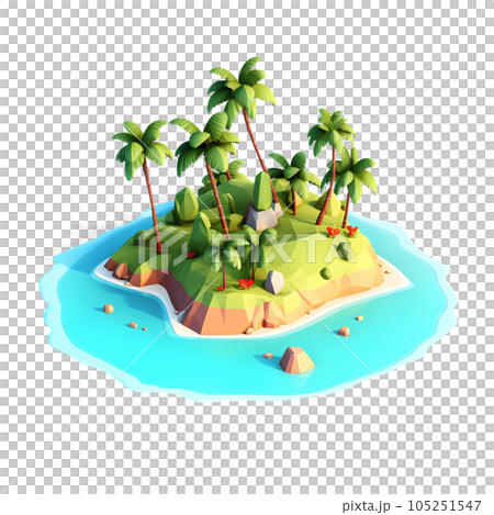 Tropical Island Isometric Low Poly Icon 105251547