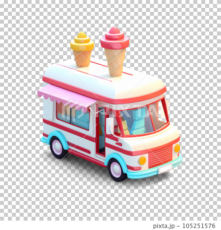 Ice Cream Van Isometric Low Poly Icon 105251576