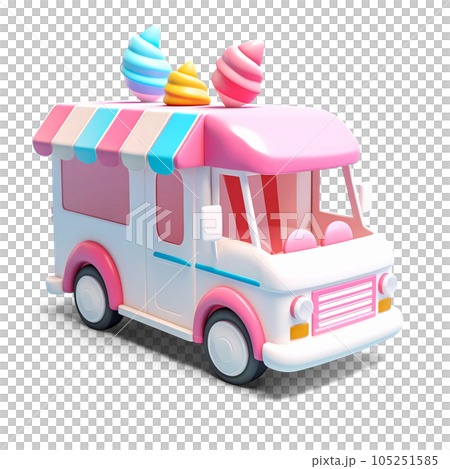 Ice Cream Van Isometric Low Poly Icon 105251585