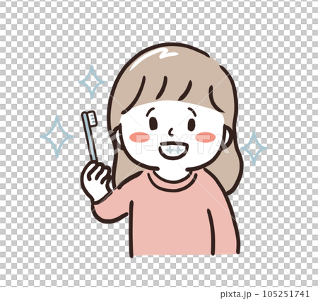 女孩刷牙 女孩刷牙 105251741