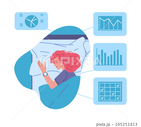 Infographic about sleep tracking flat style, vector illustration 105251813