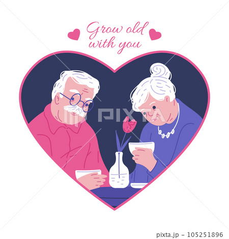 Postcard for grandparent day flat style, vector illustration 105251896