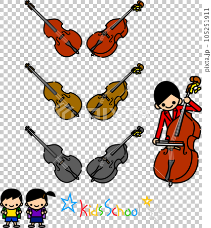 低音提琴簡單圖示風格向量素材集 105251911