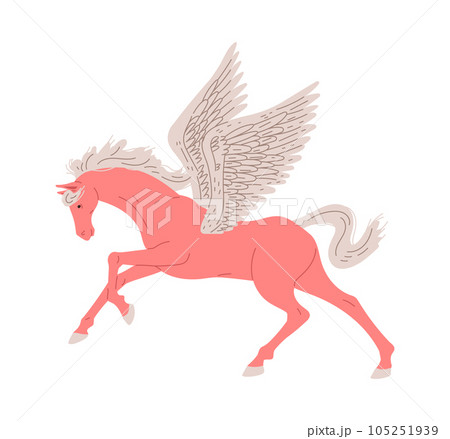 Fantastic horse with wings side view flat style, vector illustration Fantastic horse with wings side view flat style, vector illustration 105251939