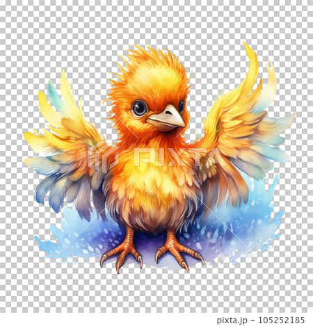Colorful Baby Mythical Phoenix Pheasant Bird, Watercolor Painting Style Clip Art Colorful Baby Mythical Phoenix Pheasant Bird, Watercolor Painting Style Clip Art 105252185