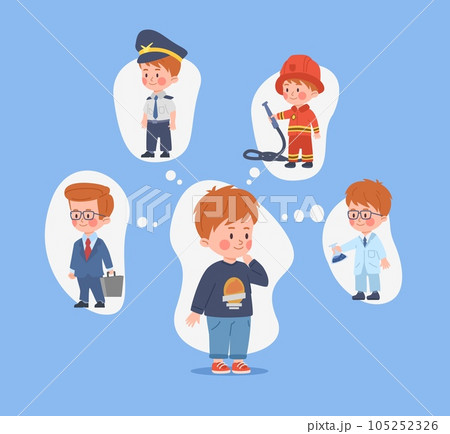 Little boy dreaming of his future career,...のイラスト素材 [105252326] - PIXTA