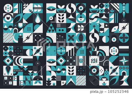 Set abstract geometric pattern design in modern style. Vector illustration. 105252346