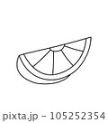 Icon orange slice. Icon of orange slice on white background. Vector illustration. 105252354