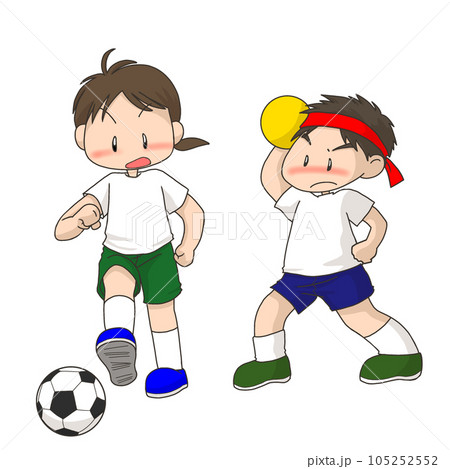 サッカーやドッジボールをする小学生 サッカーやドッジボールをする小学生 105252552