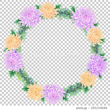 Chrysanthemum wreath circular frame 105254040