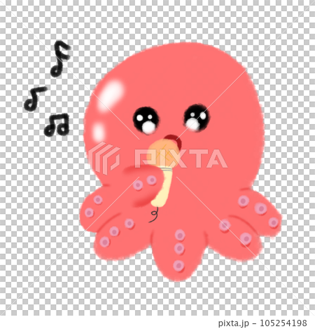 Cute squid face emotion cartoon watercolor hand draw 105254198