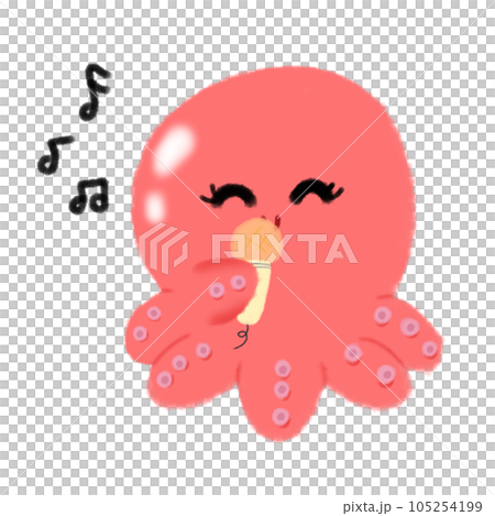 Cute squid face emotion cartoon watercolor hand draw 105254199