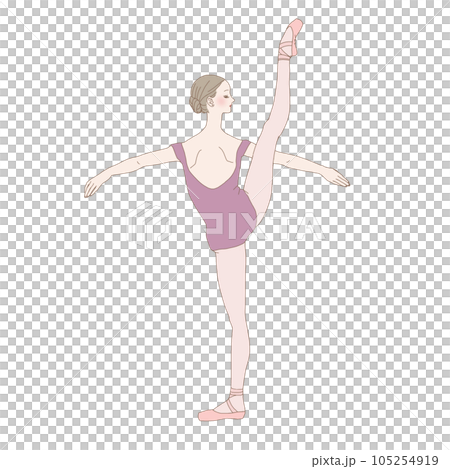 Back view of girl raising leg in ballet lesson Back view of girl raising leg in ballet lesson 105254919