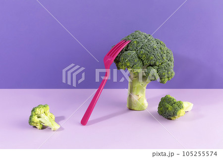 fruit still life photo, super food, broccoli and fork 105255574
