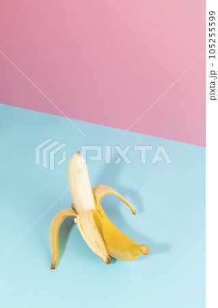 fruit still life photo, a peeled banana fruit still life photo, a peeled banana 105255599