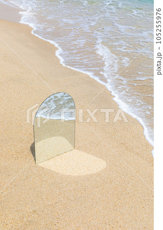 beautiful beach, sea reflected in the mirror beautiful beach, sea reflected in the mirror 105255976