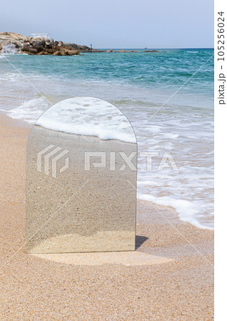 beautiful beach, sea reflected in the mirror 105256024