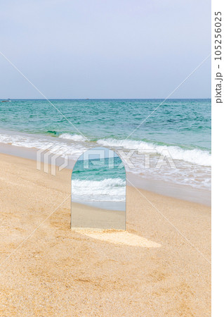 beautiful beach, sea reflected in the mirror beautiful beach, sea reflected in the mirror 105256025