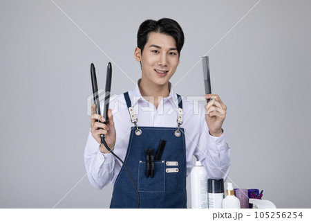 millennials and gen z, korean asian young man with beauty tools millennials and gen z, korean asian young man with beauty tools 105256254