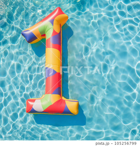 Colorful Air Mattress in the Shape of the Number 1 One Colorful Air Mattress in the Shape of the Number 1 One 105256799