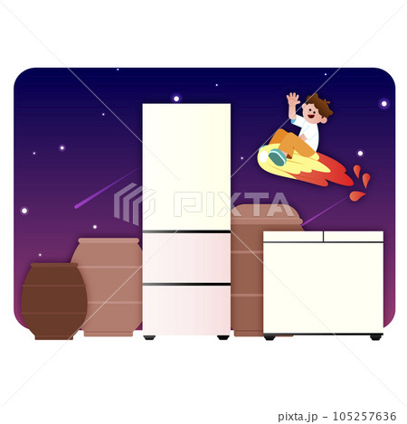 home appliances, kimchi fridge and a jar of soy sauce 105257636