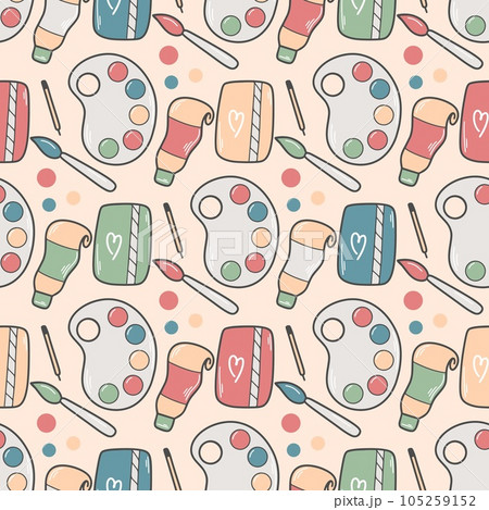 Hand drawn artistic set seamless pattern 105259152