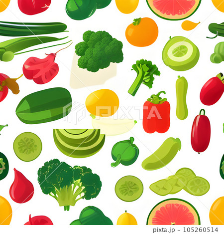 Food vegetable abstract pattern seamless, random element vintage design wallpaper  105260514