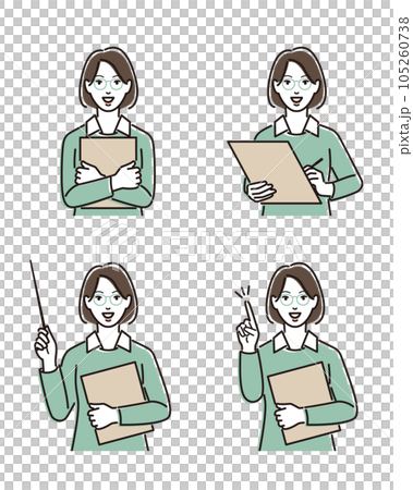 Female teacher Set of common poses Female teacher Set of common poses 105260738