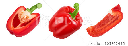 red sweet bell pepper half isolated on white background red sweet bell pepper half isolated on white background 105262436