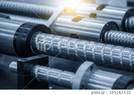 Closeup scene the spare parts lead ball screw set. Closeup scene the spare parts lead ball screw set. 105262518