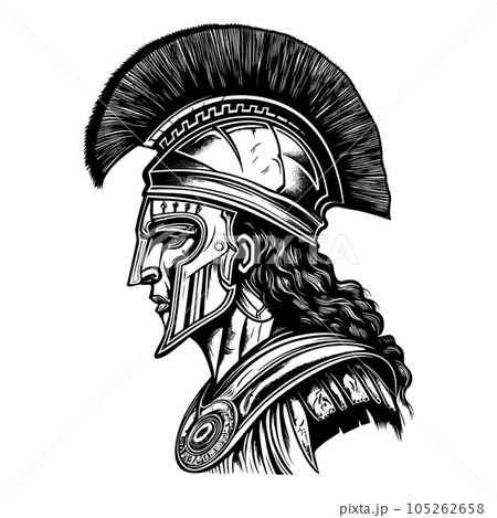 Ancient Greek warrior in a helmet 105262658