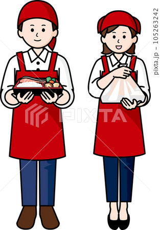 弁当屋の店員　男性と女性 105263242