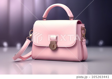 Elegant Beautiful Trendy Smooth Youth Women's Handbag in Light Pink. created with Generative AI 105263441