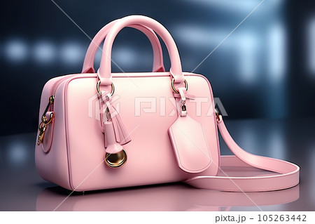 Elegant Beautiful Trendy Smooth Youth Women's Handbag in Light Pink. created with Generative AI 105263442