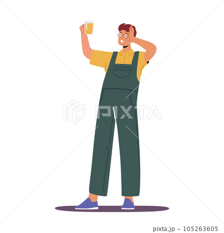 Expert Male Character Checking Beer Quality. Trained Taster Assess Aroma, Flavor, And Appearance, Vector Illustration 105263605