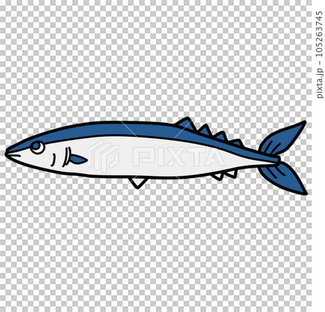 簡單的變形秋刀魚插畫 105263745