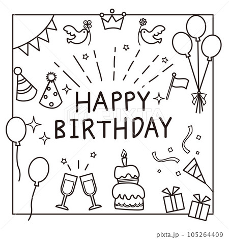 ハッピーバースデー モノクロ ハッピーバースデー モノクロ 105264409