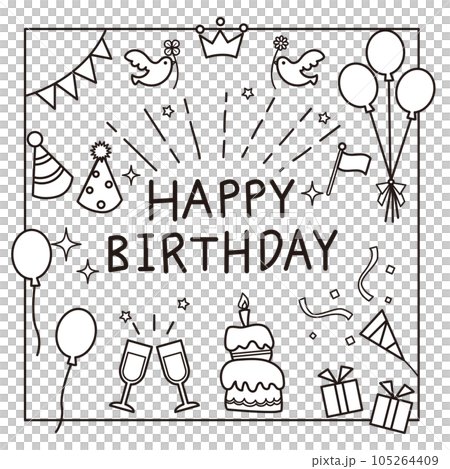 ハッピーバースデー モノクロ ハッピーバースデー モノクロ 105264409