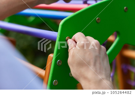 Dad collects wooden home sports complex outdoor. Dad collects wooden home sports complex outdoor. 105264482