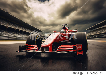 Formula one racing car at race track. Generative AI 105265040