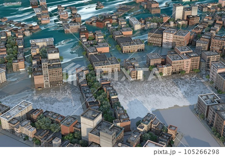 flooding city disaster. concept idea flooding city disaster. concept idea 105266298