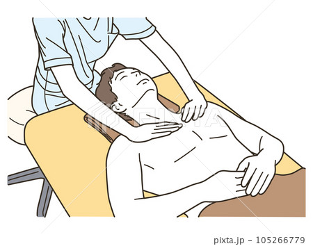 エステでデコルテの施術を受ける男性 105266779