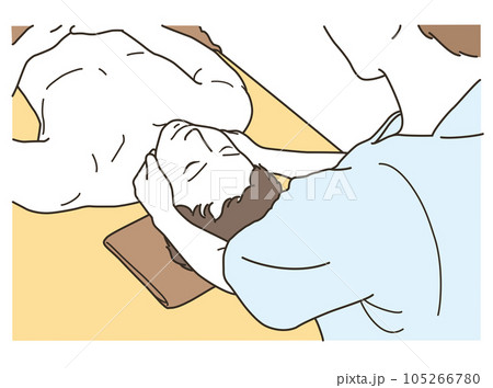 エステで顔のマッサージを受ける男性 105266780