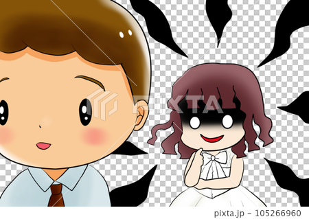 黒いオーラを出して善良そうな男性を見る女性 105266960