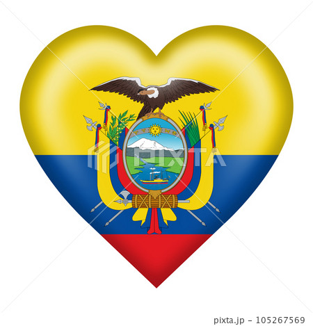 Ecuador flag heart buttonwith clipping path 3d illustration 105267569