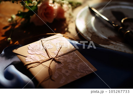 Wedding invitation on a table Wedding invitation on a table 105267733