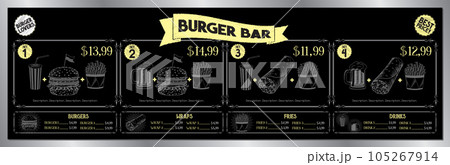 Burger bar menu template - price list/ banner - 200 x 60 cm 105267914